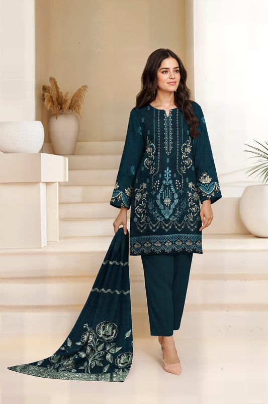 SEA GREEN VISCOSE EMBROIDERED | 3 PIECE | UNSTITCHED | 3701