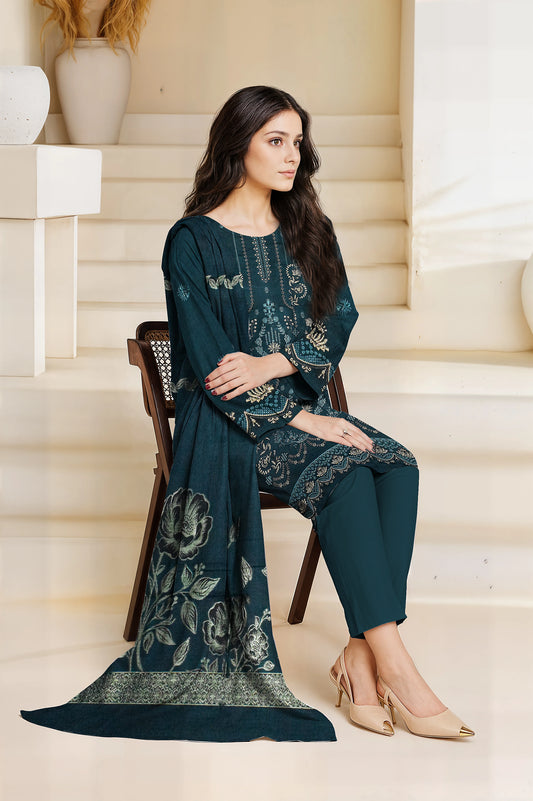 SEA GREEN VISCOSE EMBROIDERED | 3 PIECE | UNSTITCHED | 3701