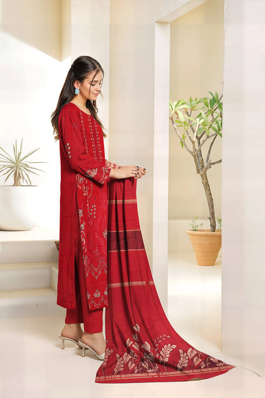 FRESH RED GREEN VISCOSE EMBROIDERED | 3 PIECE | UNSTITCHED | 3702