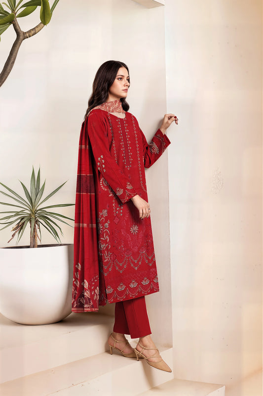 FRESH RED GREEN VISCOSE EMBROIDERED | 3 PIECE | UNSTITCHED | 3702