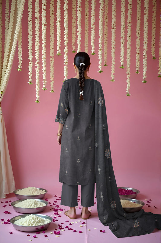 GREY VISCOSE EMBROIDERED | 3 PIECE | UNSTITCHED | 3401