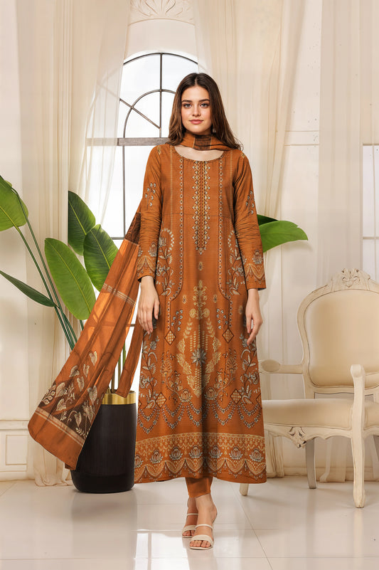 MUSTARD VISCOSE EMBROIDERED | 3 PIECE | UNSTITCHED | 3704