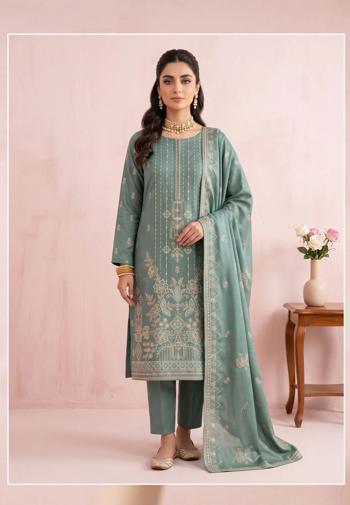 DHANAK 3 PIECE EMBROIDERED (UNSTITCHED) V511