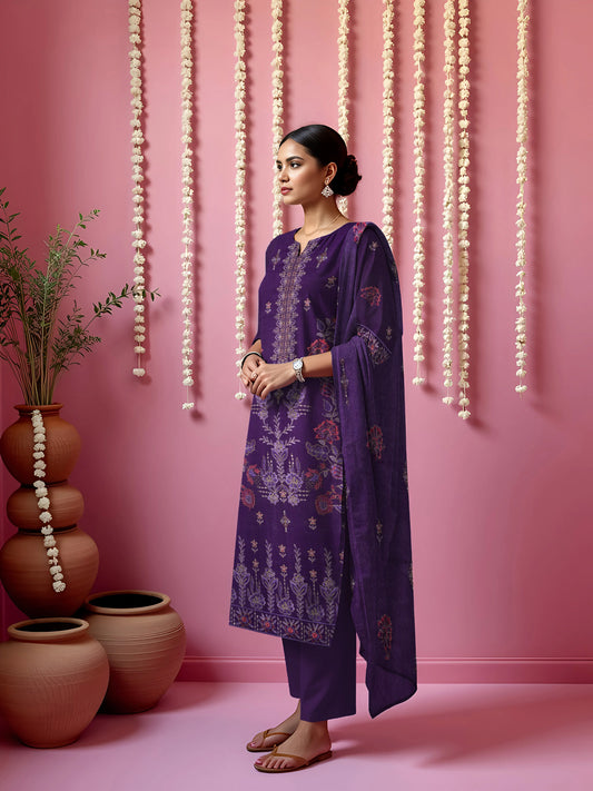 PLUM VISCOSE EMBROIDERED | 3 PIECE | UNSTITCHED | 3406