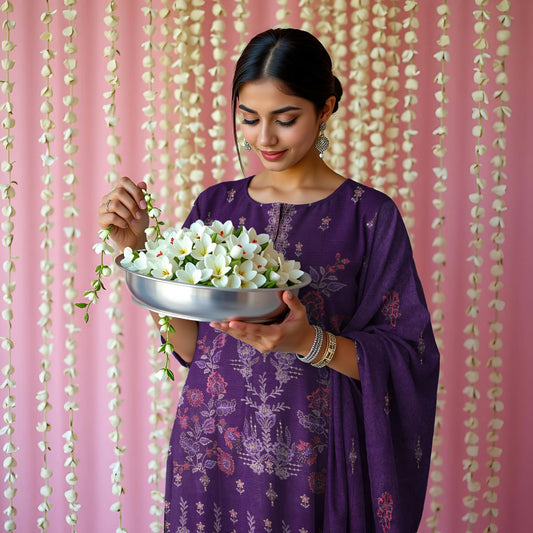 PLUM VISCOSE EMBROIDERED | 3 PIECE | UNSTITCHED | 3406