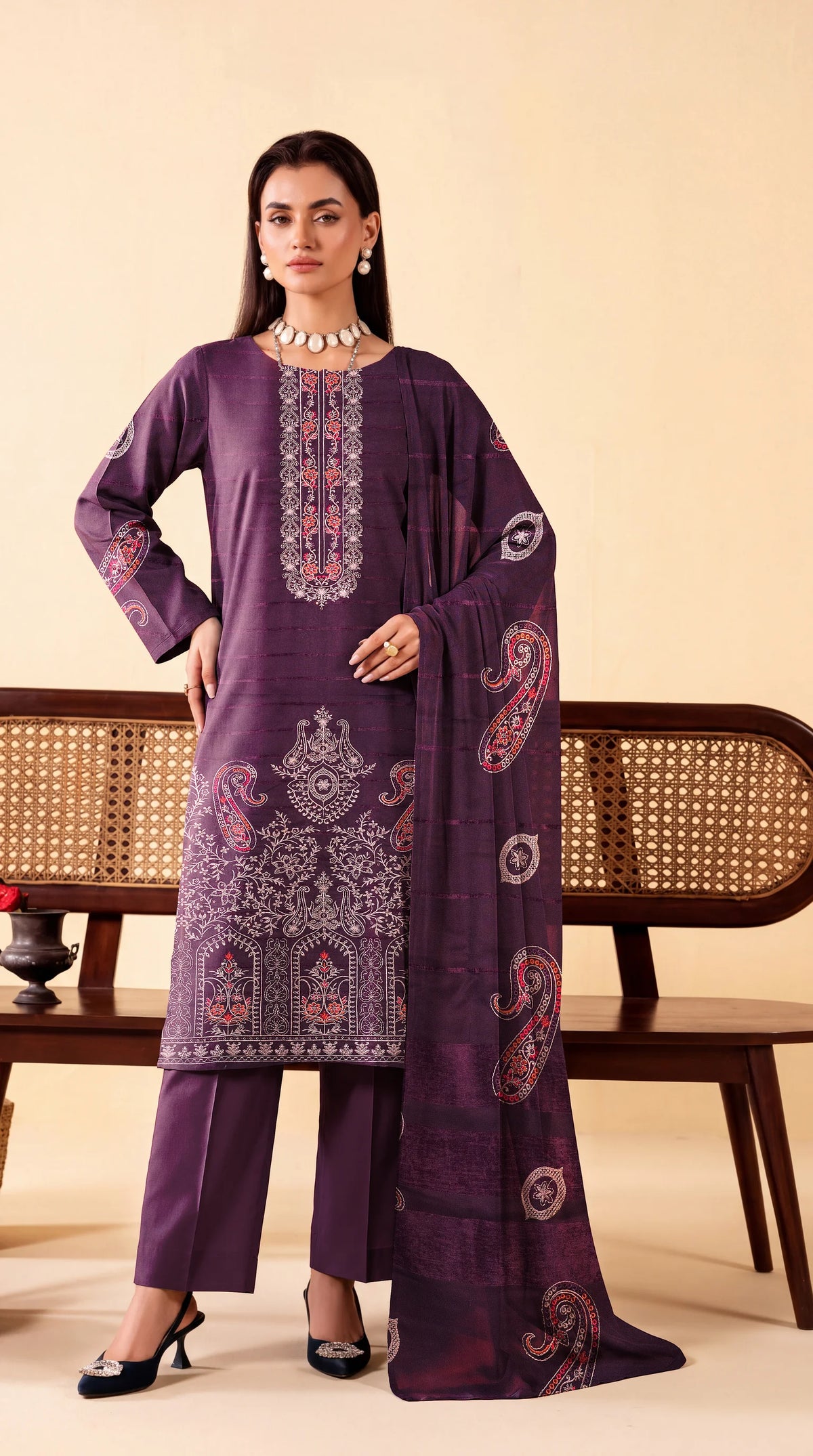 DHANAK 3 PIECE EMBROIDERED (UNSTITCHED)- 514