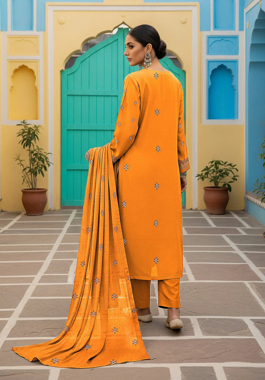 MUSTARD GOLD DHANAK EMBROIDERED | 3 PIECE | UNSTITCHED | 3803