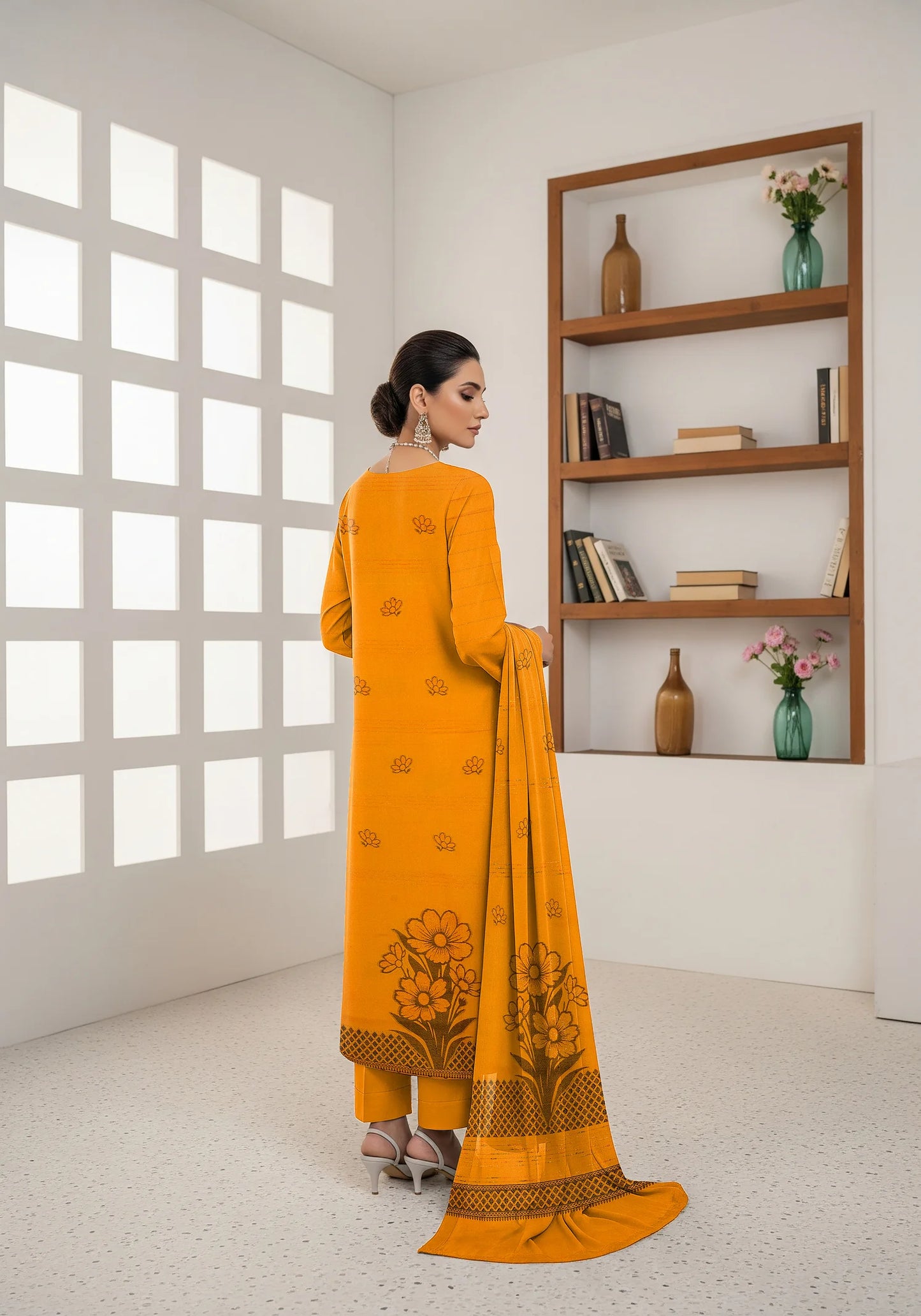 MUSTARD JAQUARD DHANAK | VELVET APLAC | 3 PIECE | 4406