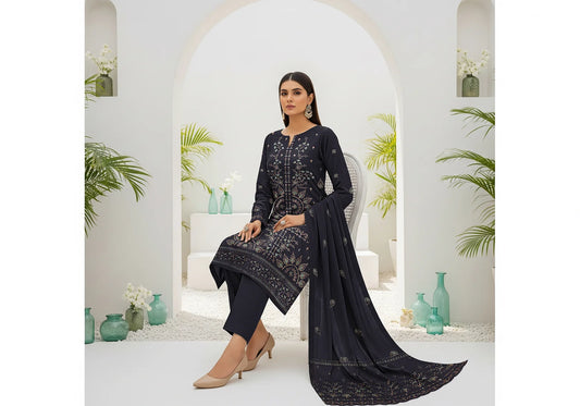 BLUE DHANAK EMBROIDERED | 3 PIECE | UNSTITCHED | 4106