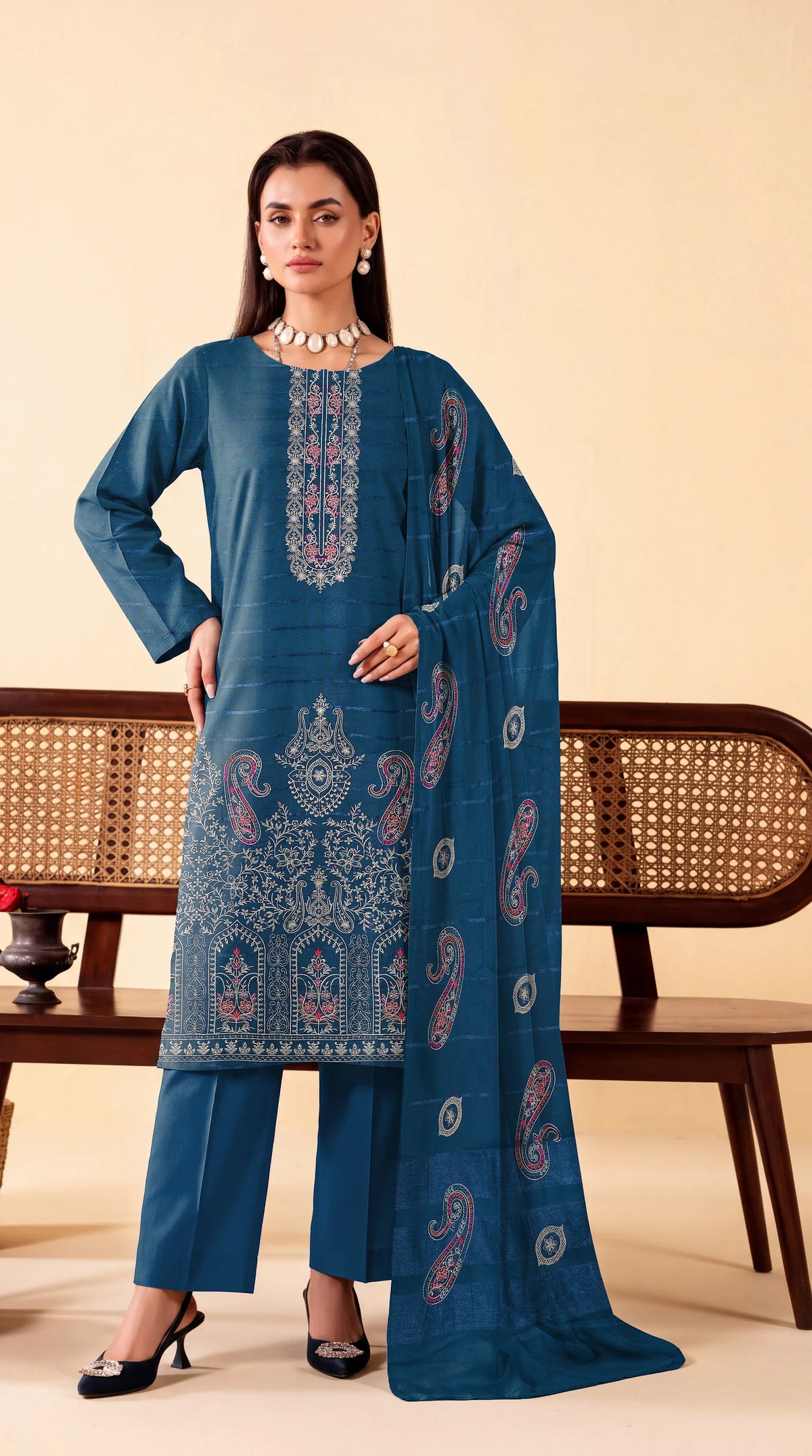 DHANAK 3 PIECE EMBROIDERED (UNSTITCHED)- 514
