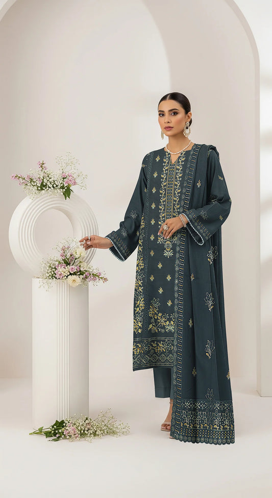 ZINK DHANAK EMBROIDERED | 3 PIECE | UNSTITCHED | 4201