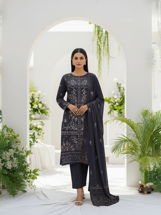 BLUE DHANAK EMBROIDERED | 3 PIECE | UNSTITCHED | 4106