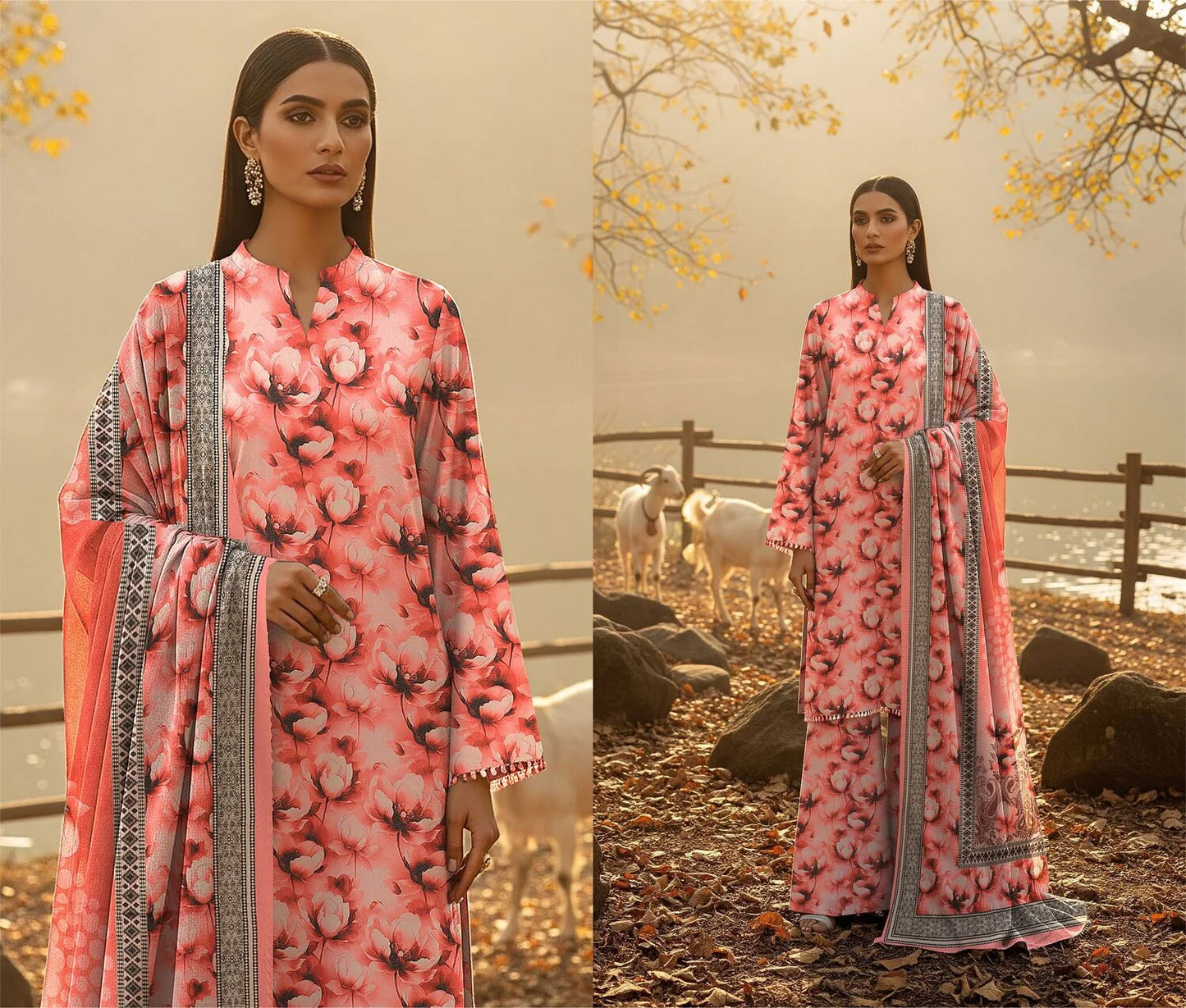 CANDY PINK PRINTED KARANDI | ALLOVER | UNSTITCHED | 3 PIECE | 4509