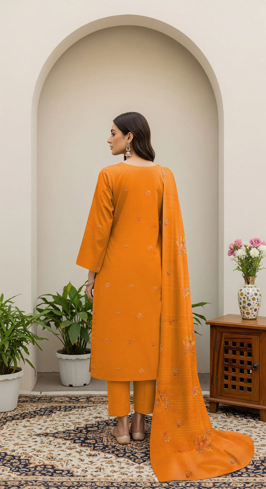 MUSTARD GOLD DHANAK EMBROIDERED | 3 PIECE | UNSTITCHED | 380Z