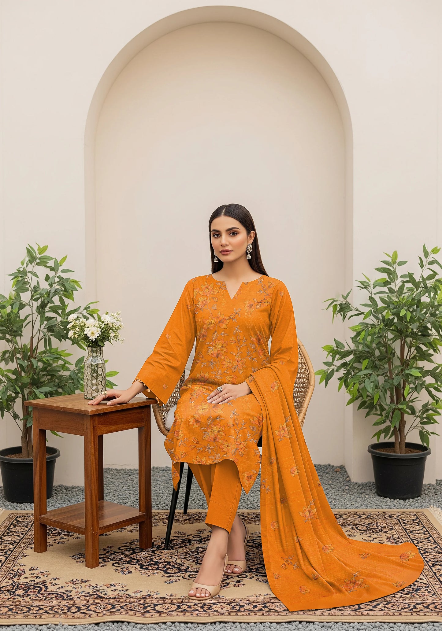 MUSTARD GOLD DHANAK EMBROIDERED | 3 PIECE | UNSTITCHED | 380Z