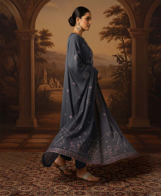 NAVY BLUE  DHANAK EMBROIDERED | 3 PIECE | UNSTITCHED | 4006