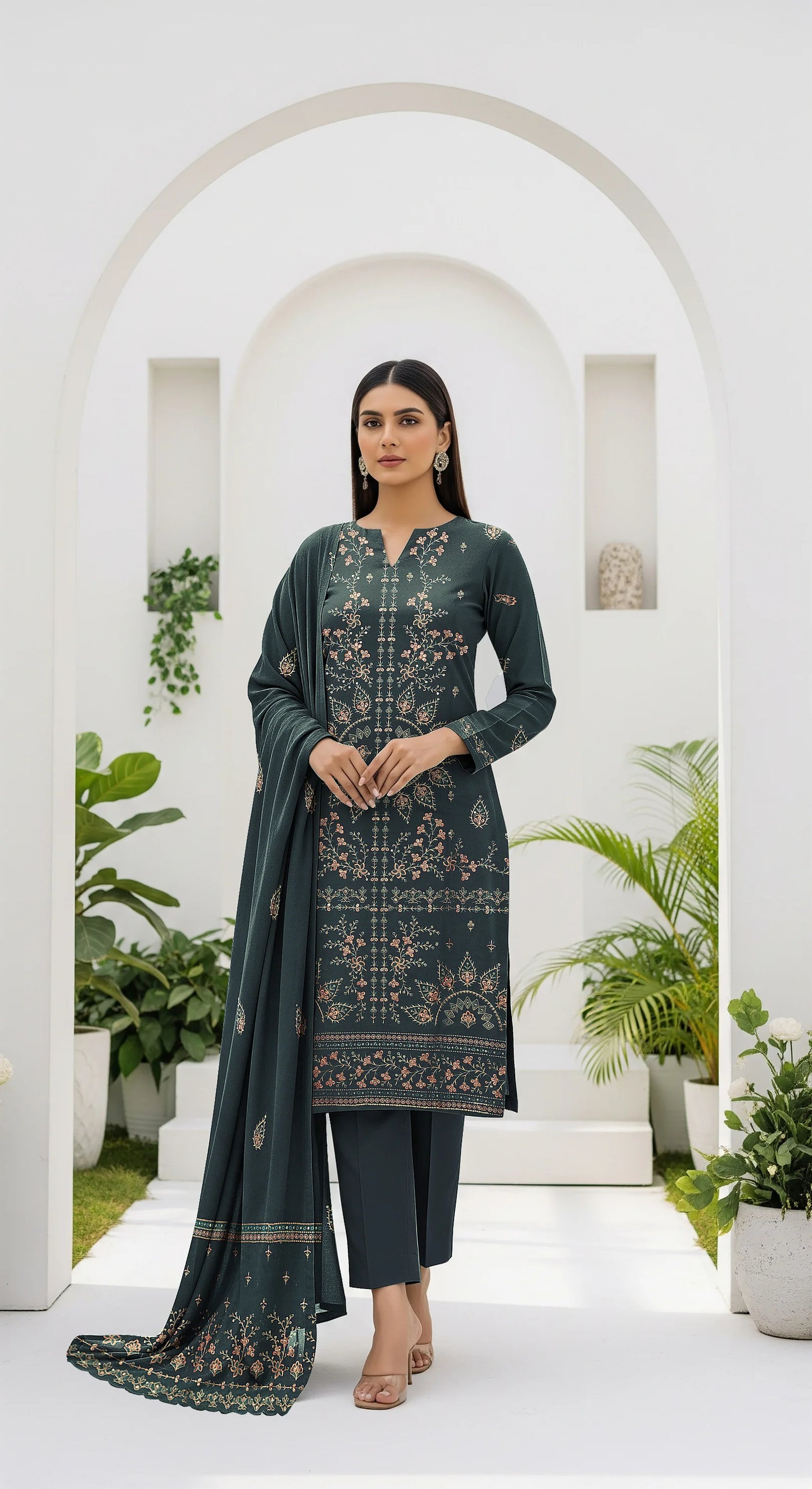 ZINK BLUE DHANAK EMBROIDERED | 3 PIECE | UNSTITCHED | 4101