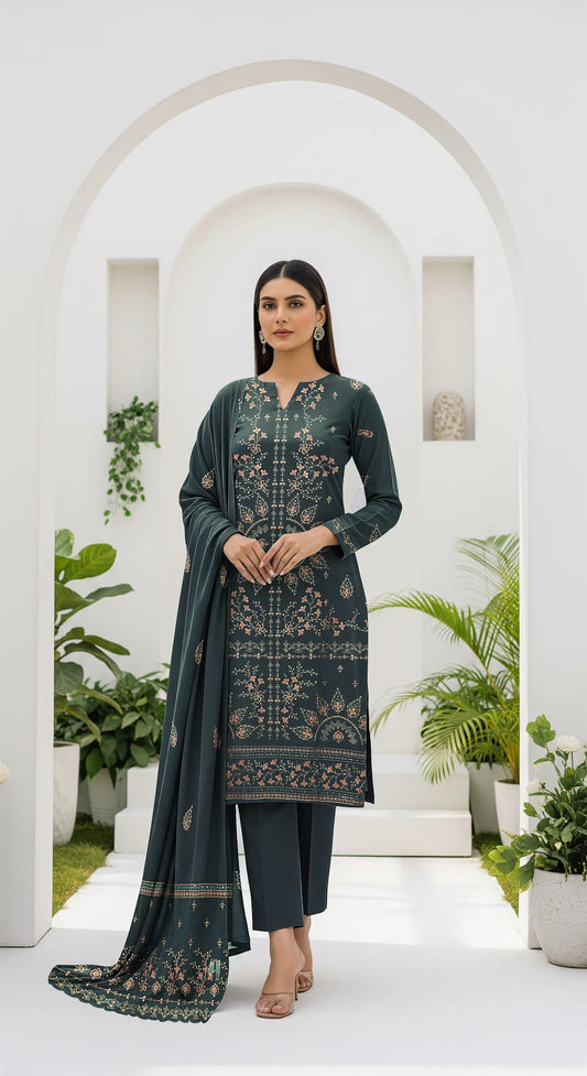 ZINK BLUE  DHANAK EMBROIDERED | 3 PIECE | UNSTITCHED | 4101