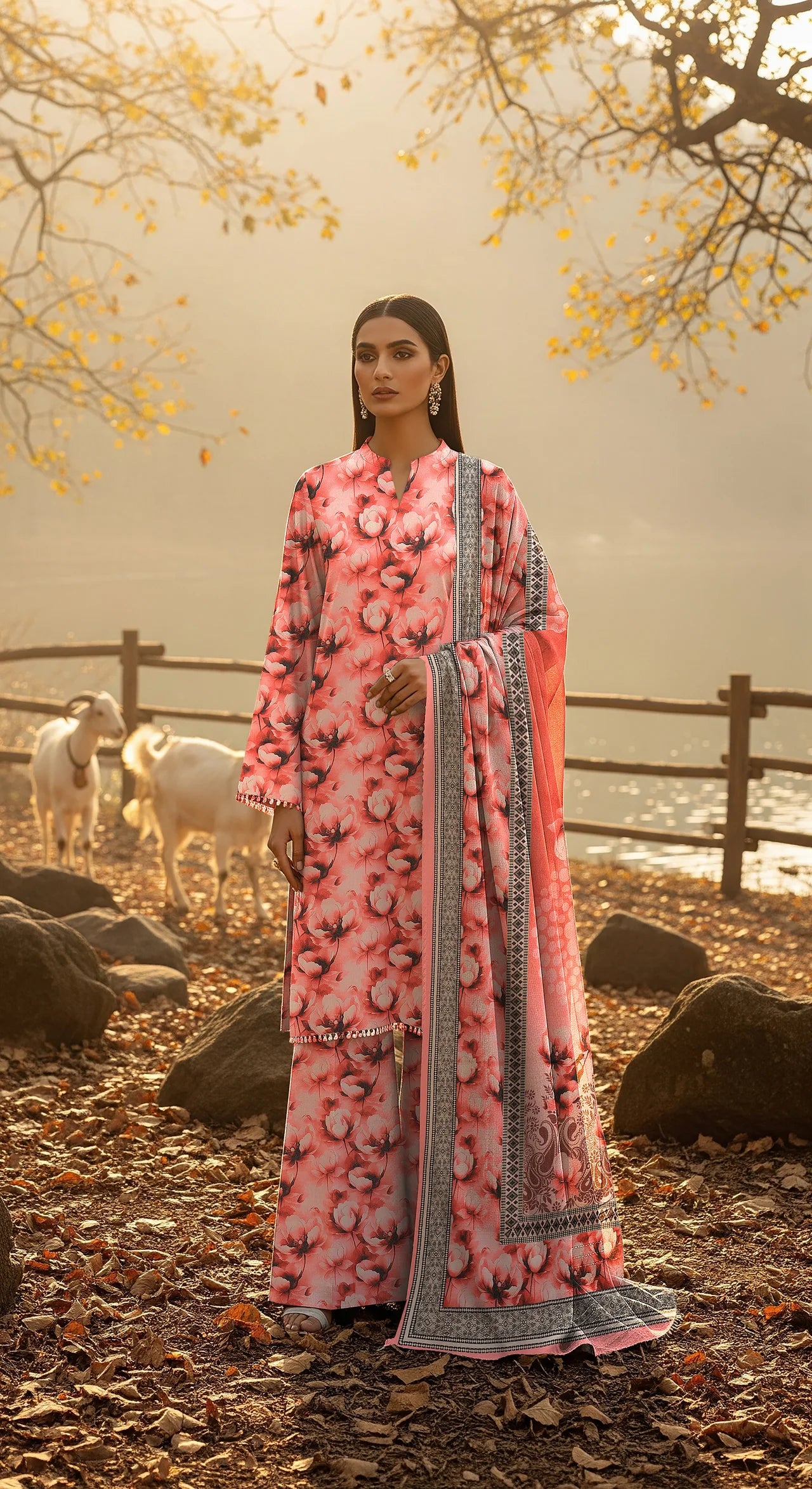 CANDY PINK PRINTED KARANDI | ALLOVER | UNSTITCHED | 3 PIECE | 4509