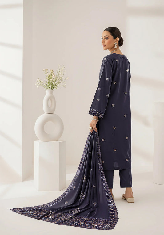 BLUE NAVY DHANAK EMBROIDERED | 3 PIECE | UNSTITCHED | 4205
