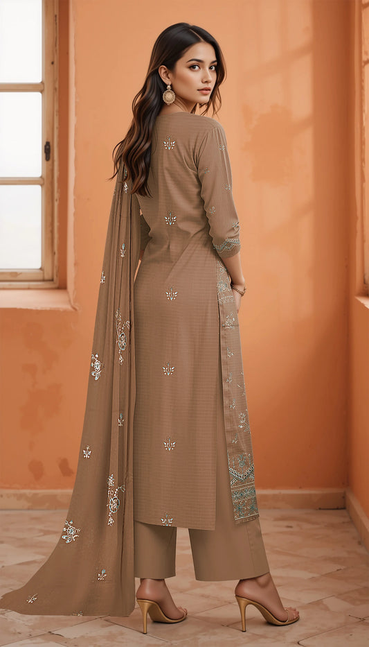 BEIGE VISCOSE EMBROIDERED | 3 PIECE | UNSTITCHED | 3604