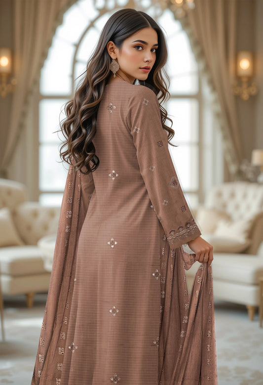 CAPPUCCINO VISCOSE EMBROIDERED | 3 PIECE | UNSTITCHED | 320C