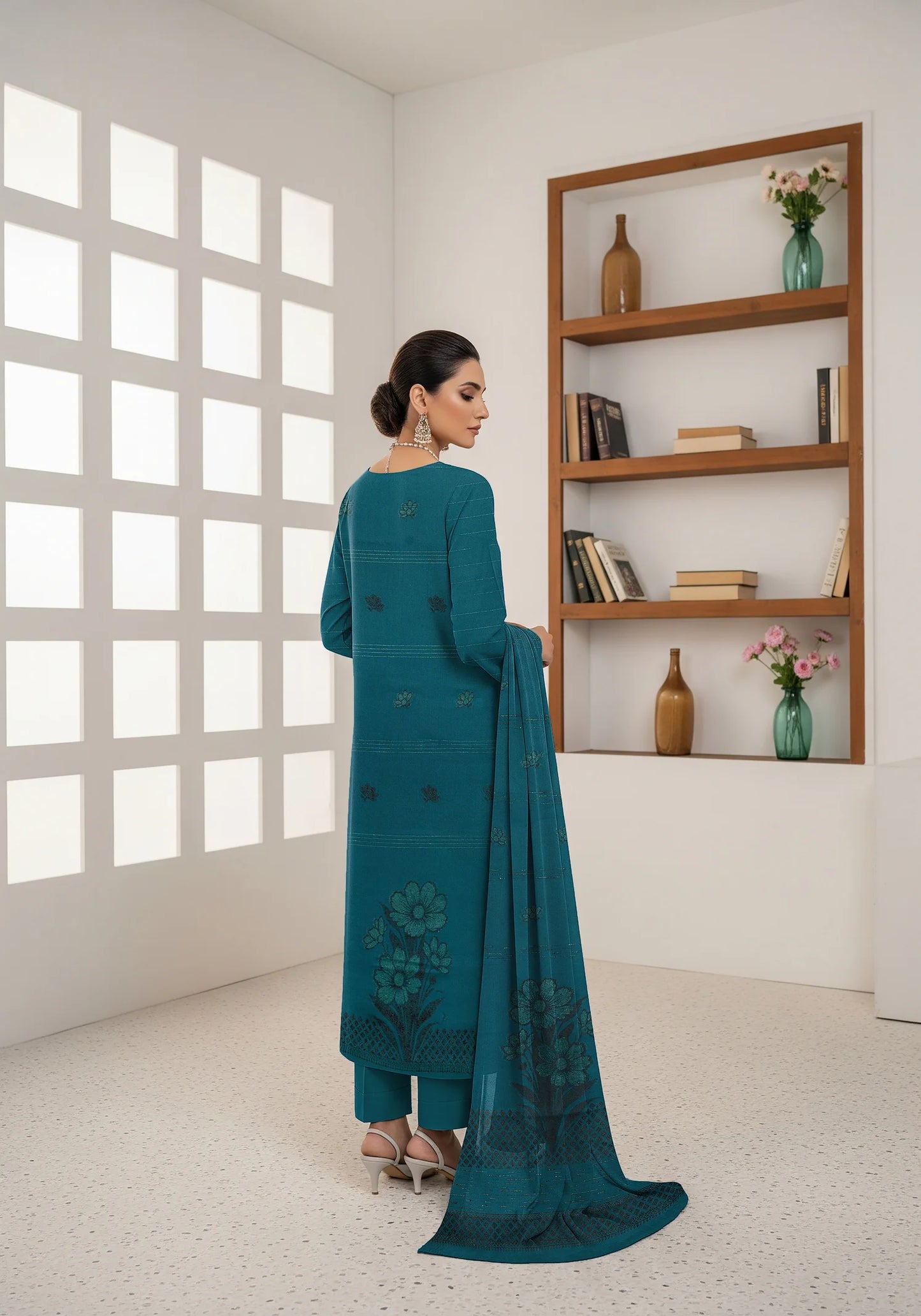 ZINK BLUE JAQUARD DHANAK | VELVET APLAC | 3 PIECE | 4404