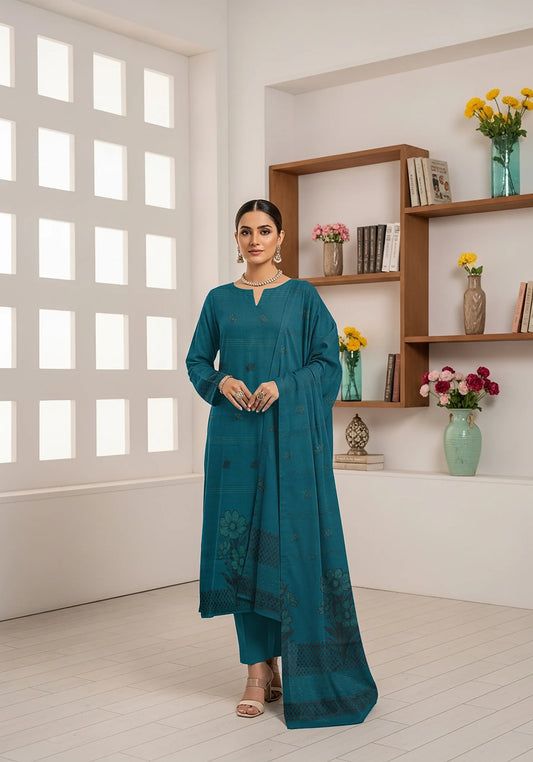 ZINK BLUE JAQUARD DHANAK | VELVET APLAC | 3 PIECE | 4404