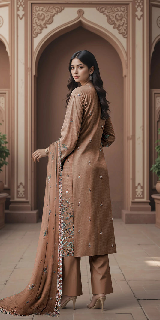 SKIN RED VISCOSE EMBROIDERED | 3 PIECE | UNSTITCHED | 3503