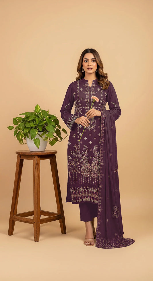 PLUM DHANAK EMBROIDERED | 3 PIECE | UNSTITCHED | 4301