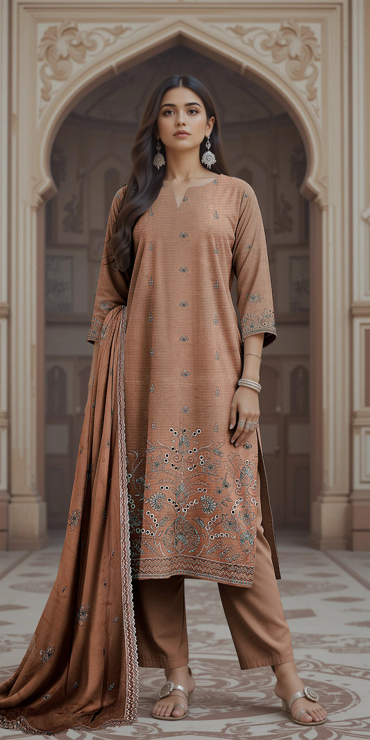 SKIN RED VISCOSE EMBROIDERED | 3 PIECE | UNSTITCHED | 3503