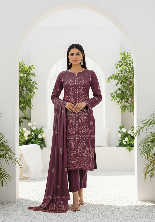 PURPLE DHANAK EMBROIDERED | 3 PIECE | UNSTITCHED | 4104