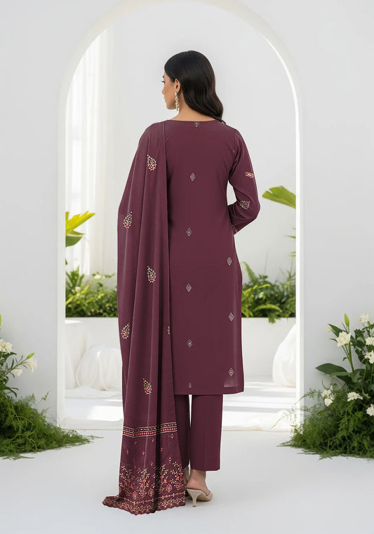 PURPLE DHANAK EMBROIDERED | 3 PIECE | UNSTITCHED | 4104
