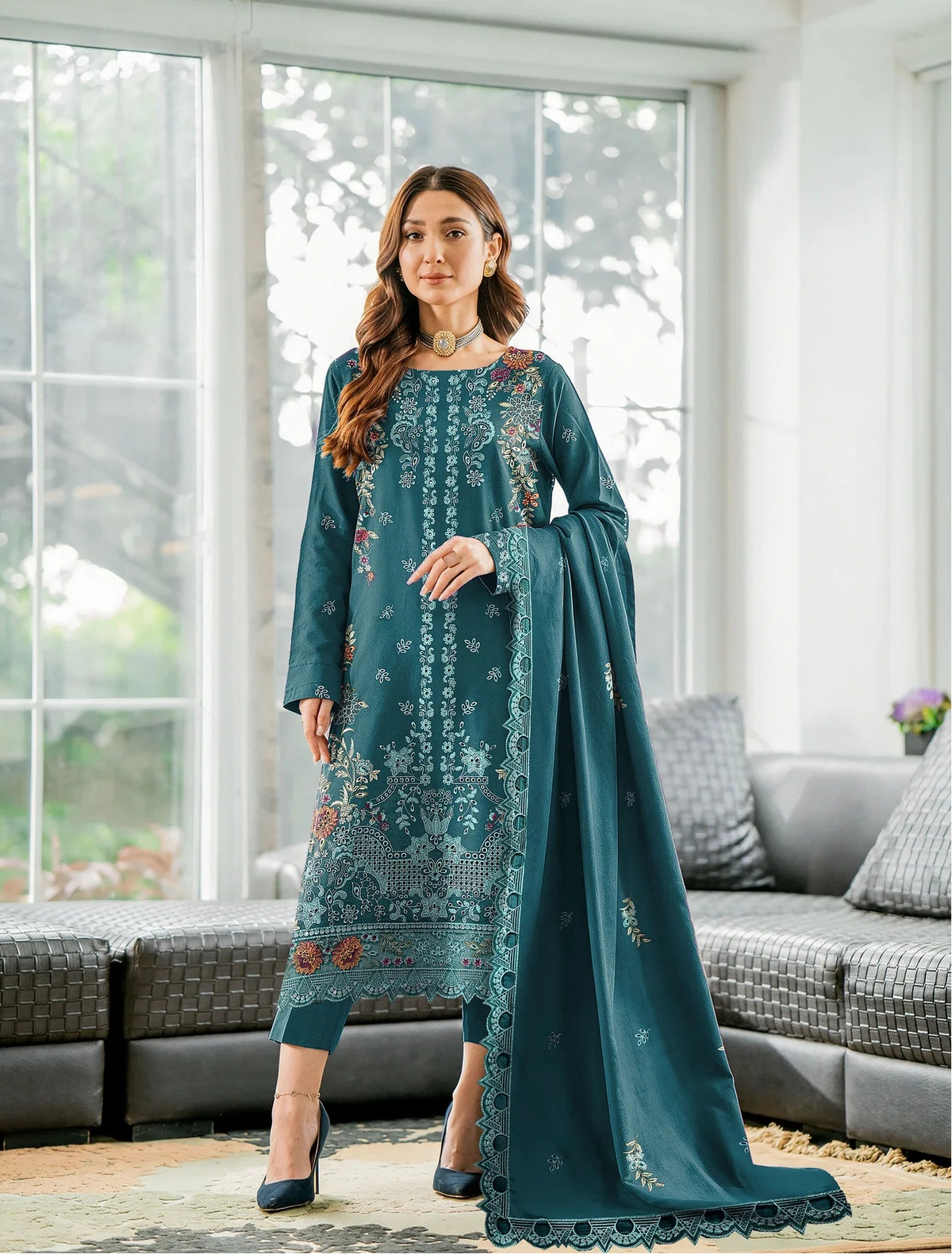 DHANAK 3 PIECE EMBROIDERED (UNSTITCHED)-509