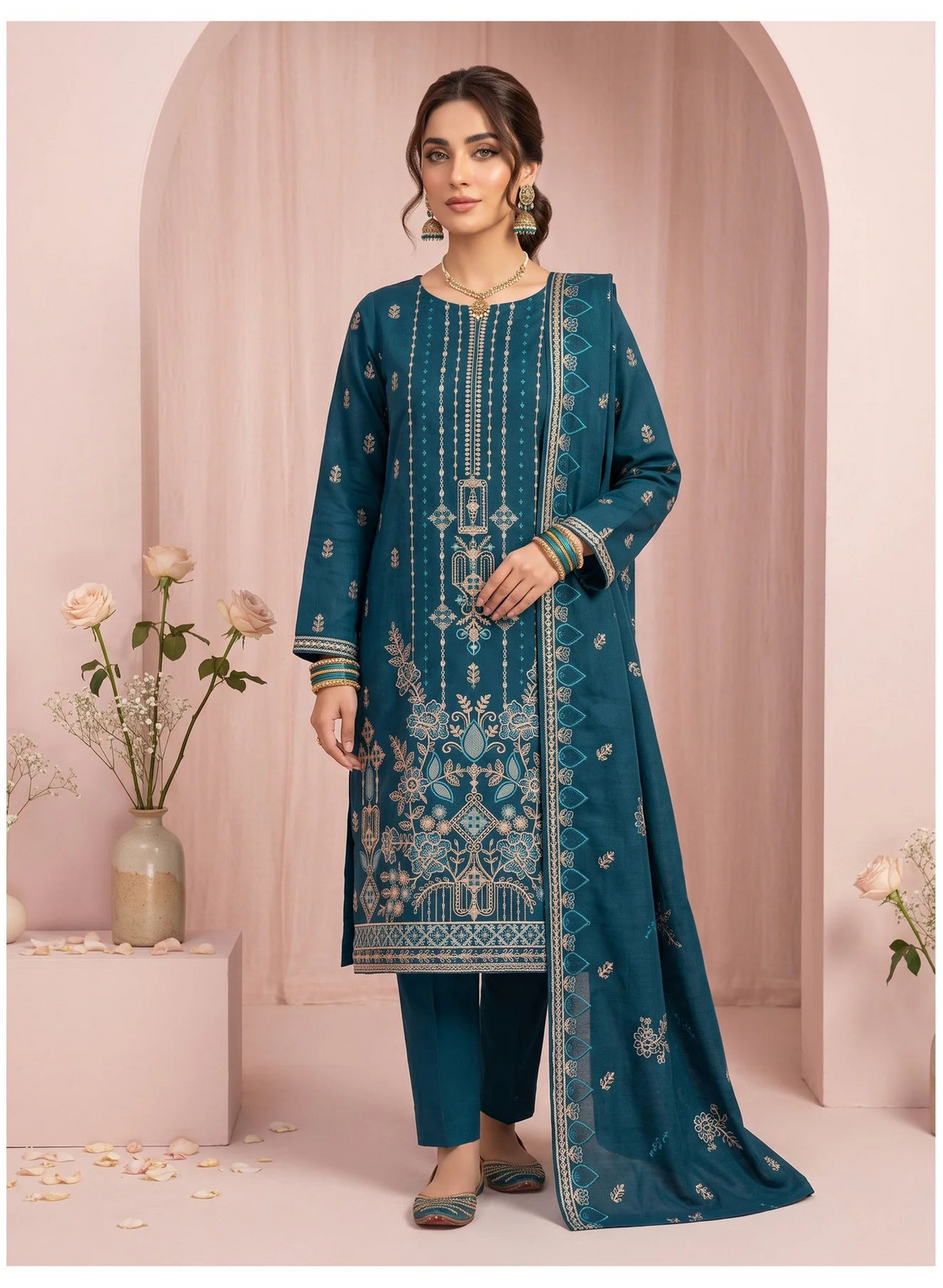 DHANAK 3 PIECE EMBROIDERED (UNSTITCHED) V511