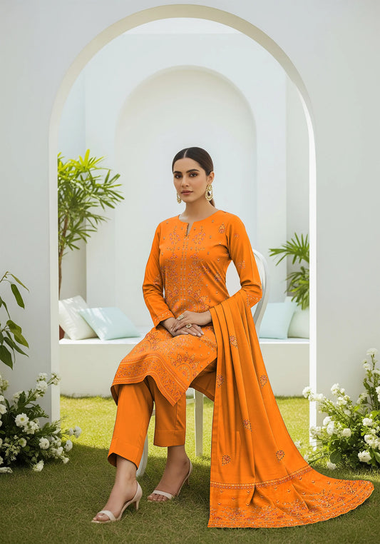 GOLDEN  DHANAK EMBROIDERED | 3 PIECE | UNSTITCHED | 4102