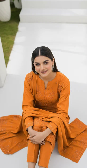 GOLDEN DHANAK EMBROIDERED | 3 PIECE | UNSTITCHED | 4102