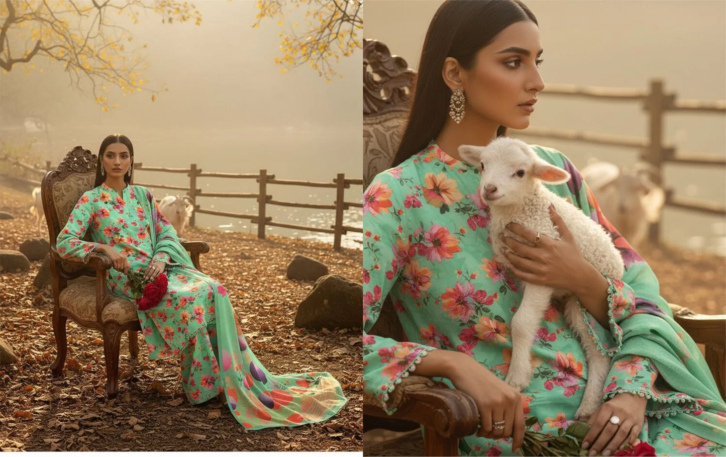 VISTA GREEN PRINTED KARANDI | ALLOVER | UNSTITCHED | 3 PIECE | 4504