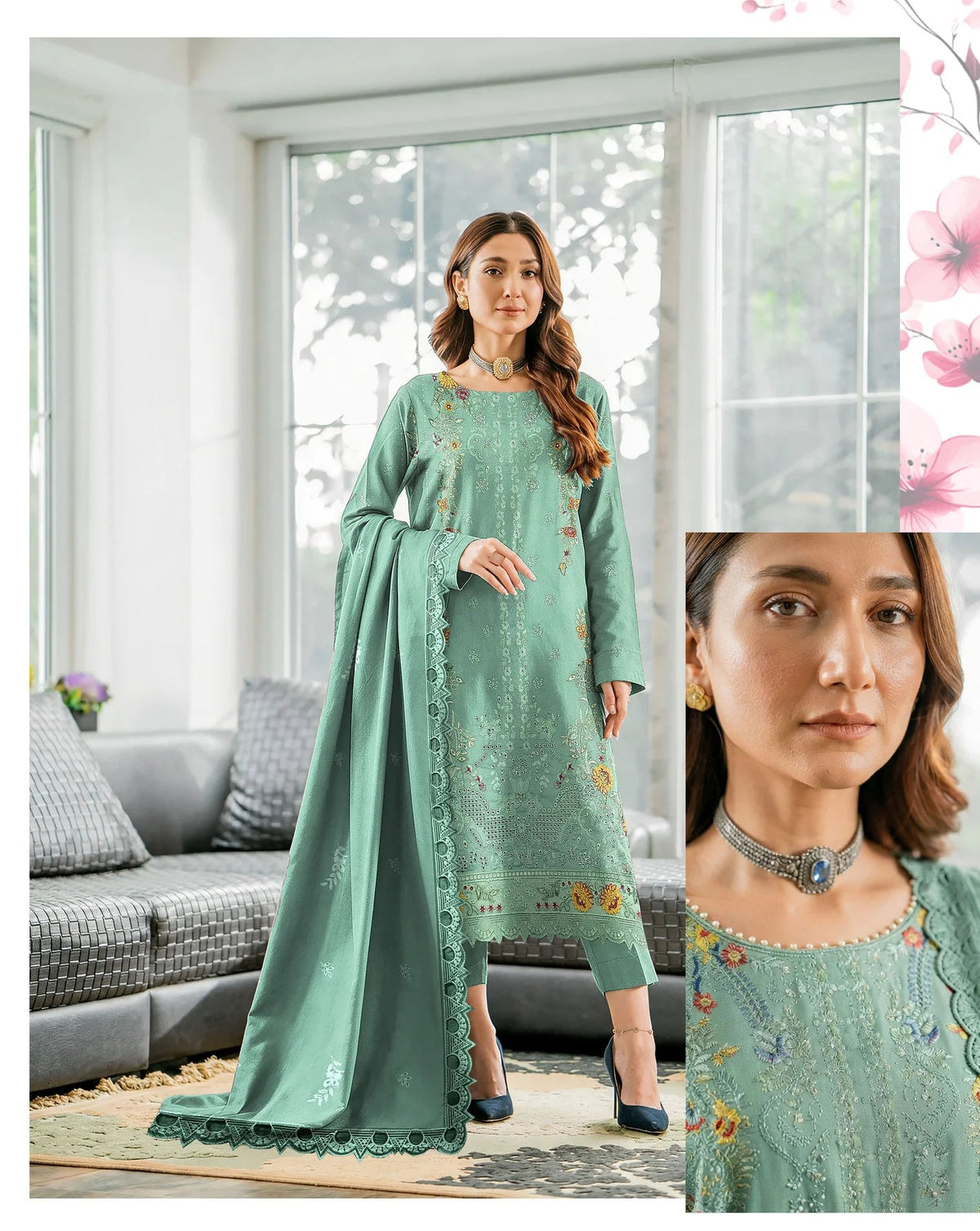 DHANAK 3 PIECE EMBROIDERED (UNSTITCHED)-509