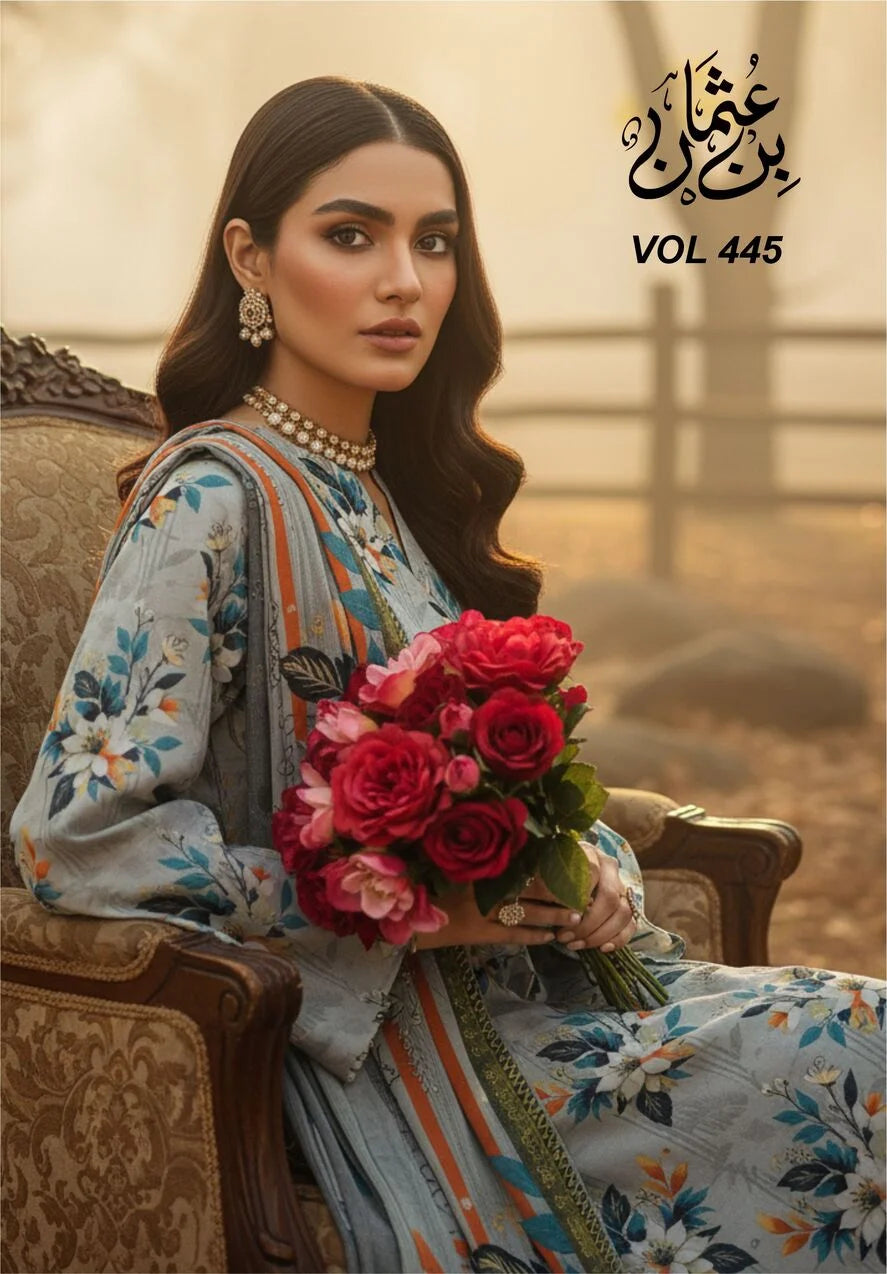 GREY CLOUD PRINTED KARANDI | ALLOVER | UNSTITCHED | 3 PIECE | 4503
