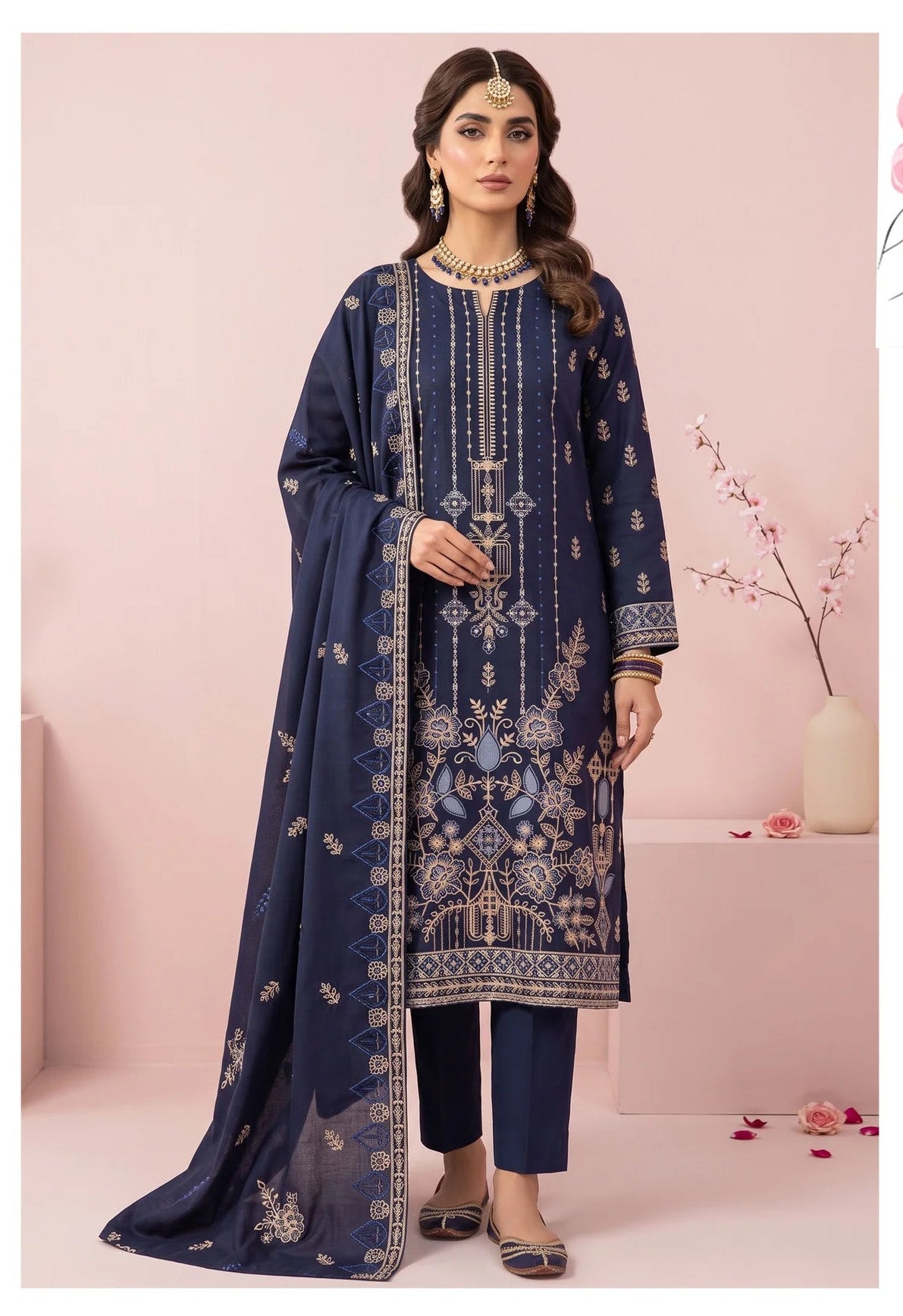 DHANAK 3 PIECE EMBROIDERED (UNSTITCHED) V511