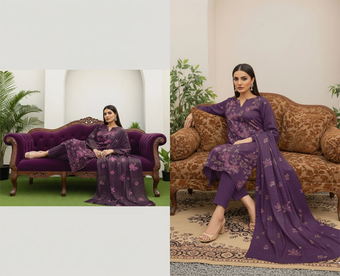 PURPLE DHANAK EMBROIDERED | 3 PIECE | UNSTITCHED | 380y
