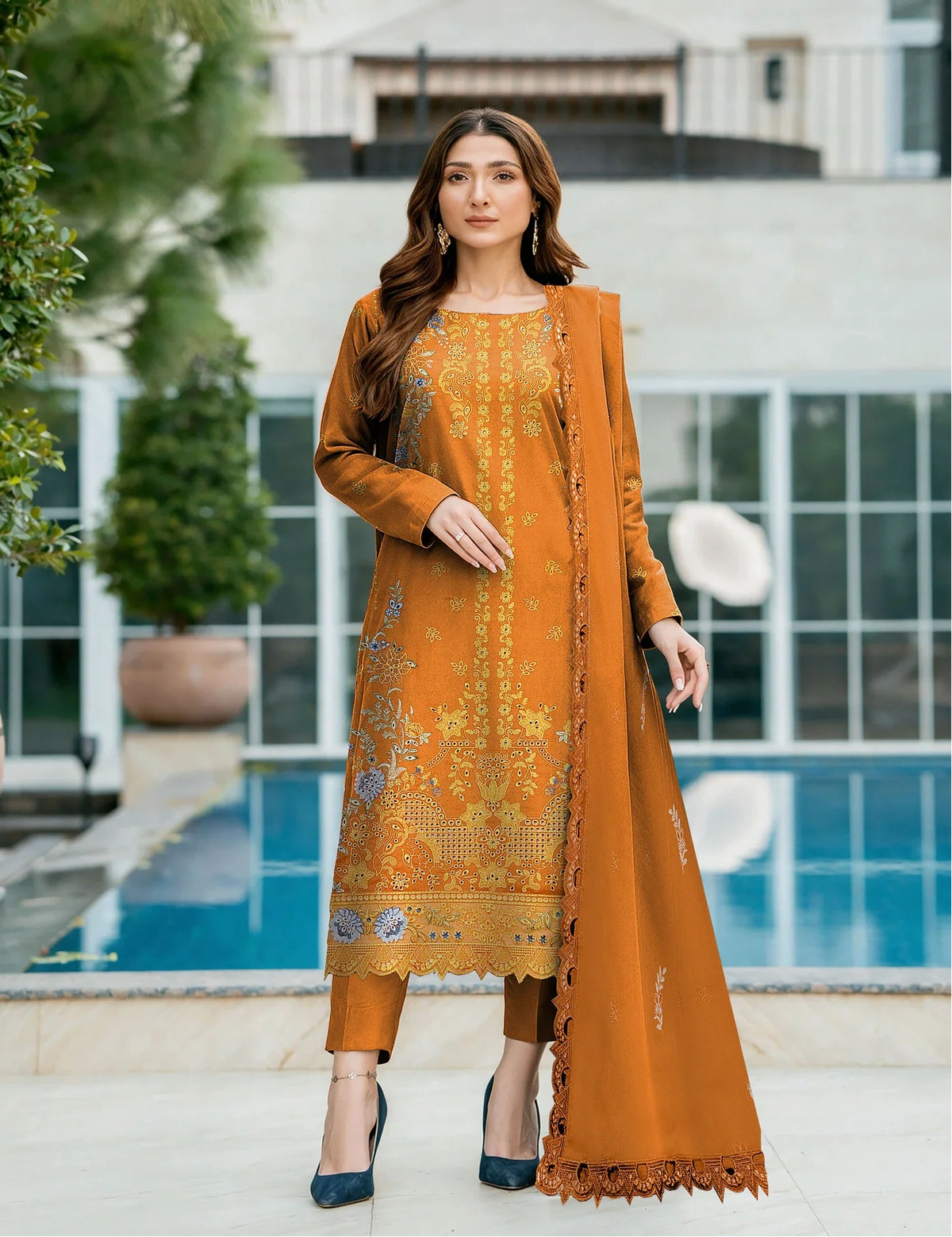 DHANAK 3 PIECE EMBROIDERED (UNSTITCHED)-509