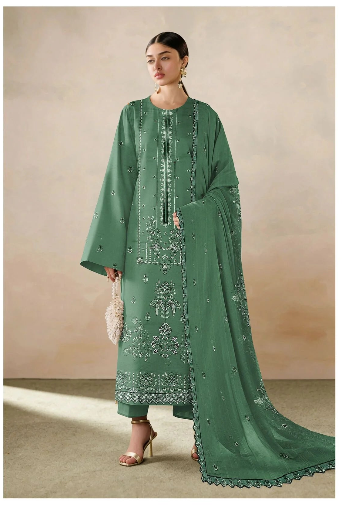 COTTON EMBROIDERED 3 PIECE (UNSTITCHED) - 468