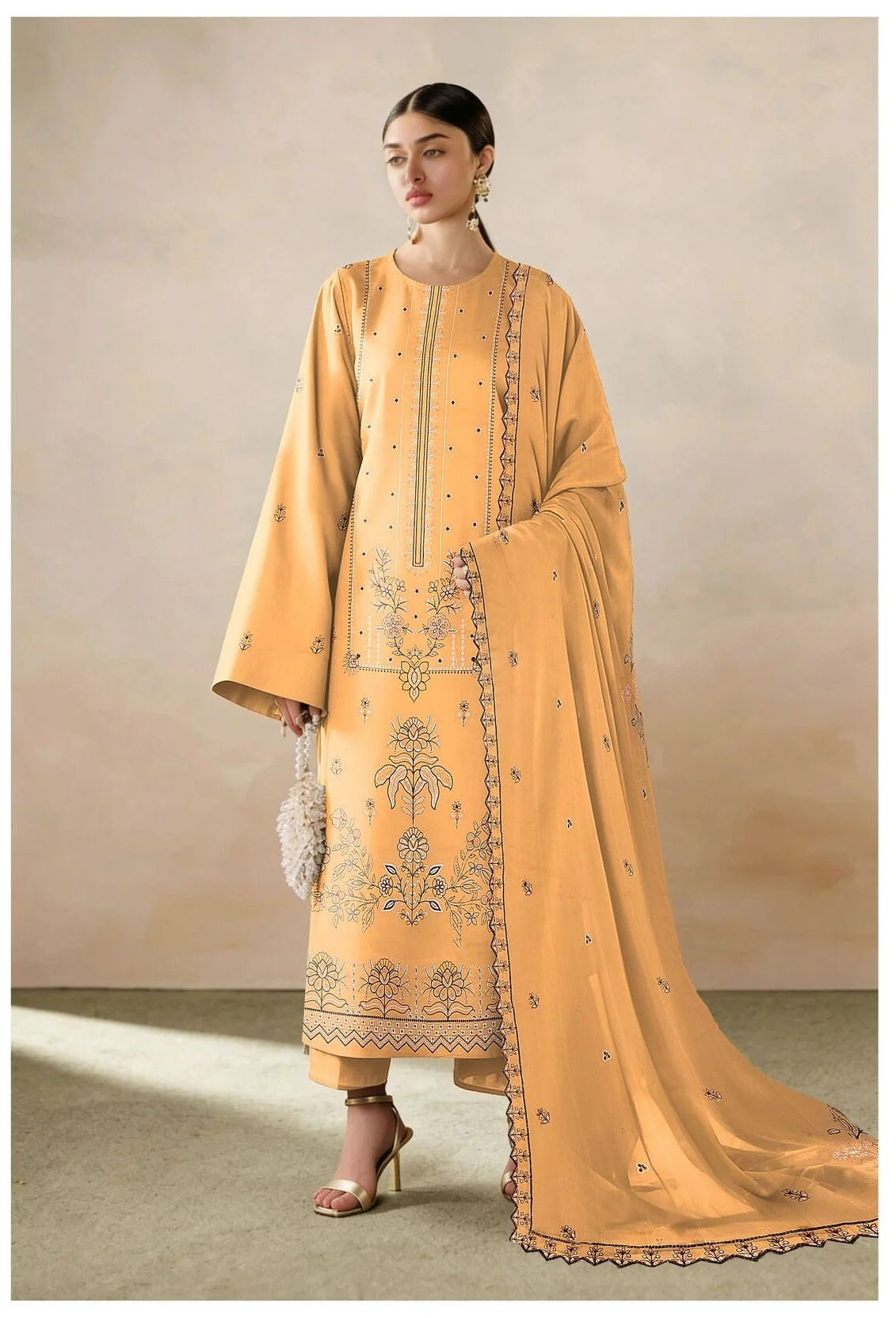 COTTON EMBROIDERED 3 PIECE (UNSTITCHED) - 468