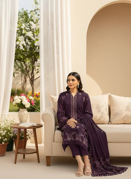 MAGENTA DHANAK EMBROIDERED | 3 PIECE | UNSTITCHED | 4701