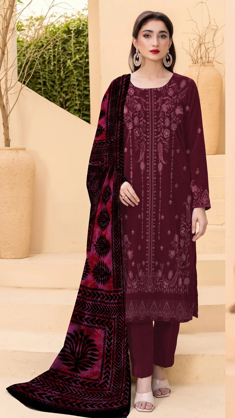 DHANAK EMBROIDERED WITH PALACHI SHAWL (UNSTITCHED) -515