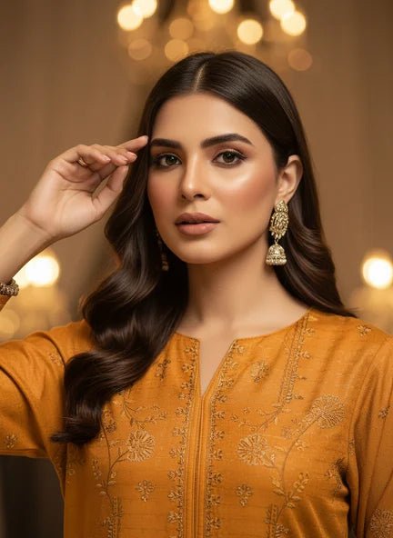 MUSTARD DHANAK EMBROIDERED | PALACHI VELVET SHAWL | UNSTITCHED | 4805