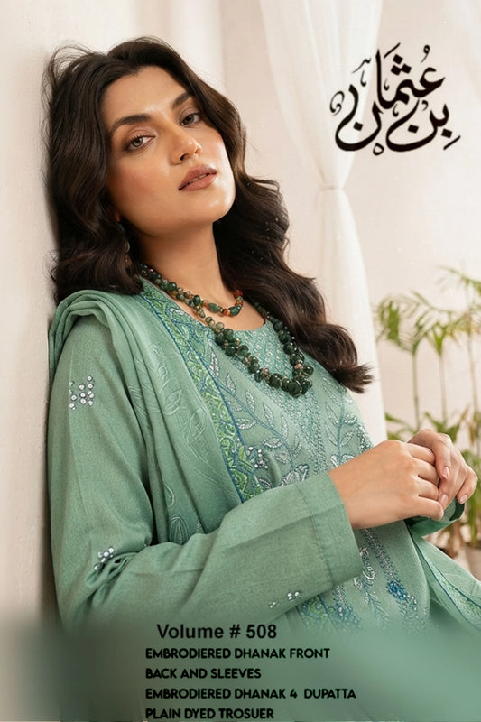 V508 DHANAK 3 PIECE EBROIDERED  (UNSTITCHED)