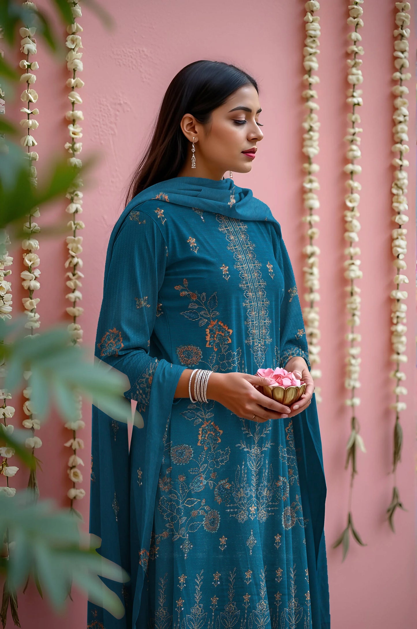 SEA BLUE VISCOSE EMBROIDERED | 3 PIECE | UNSTITCHED | 3403